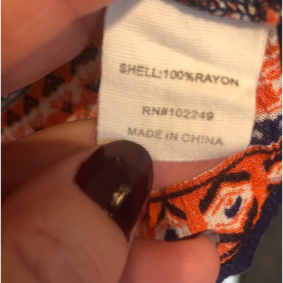 Navy & Orange on/off shoulder elephant print top - Picture 7 of 9